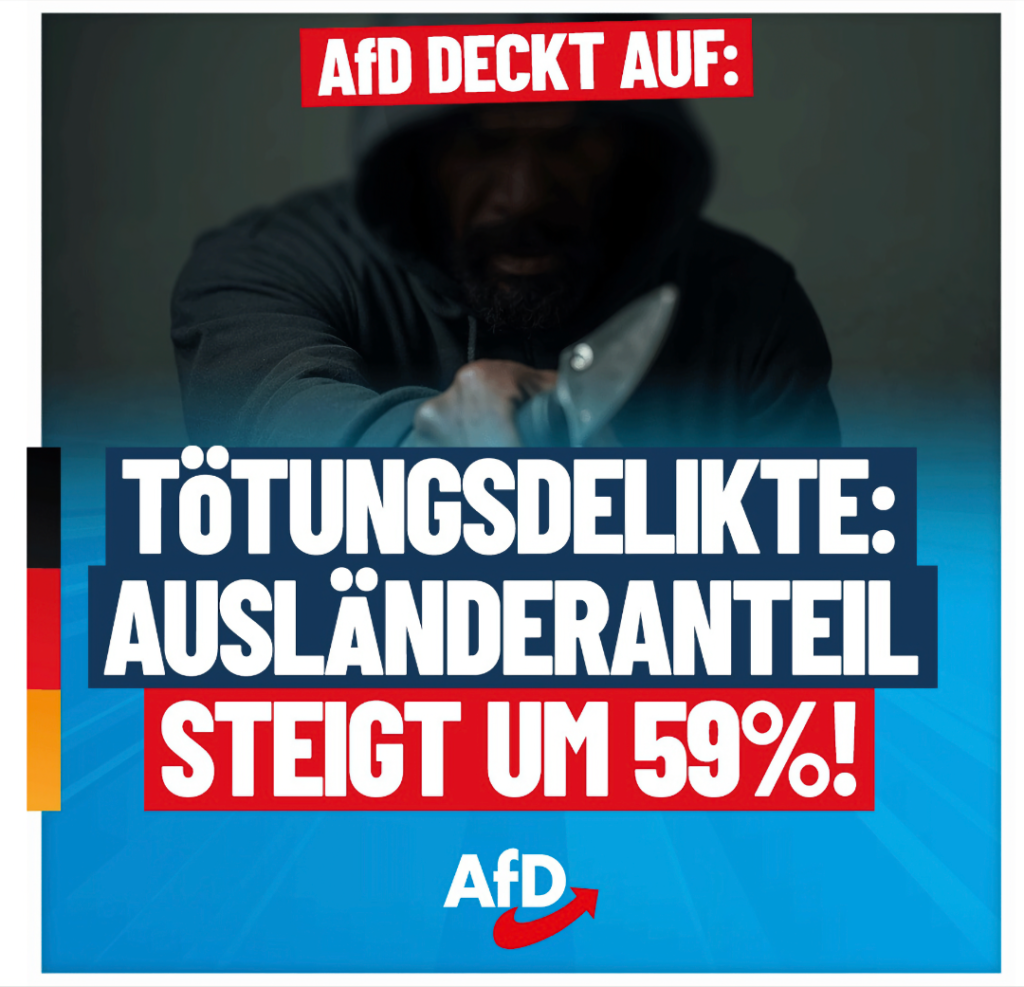 AfD deckt auf: Ausländeranteil bei Tötungsdelikten steigt um 59%