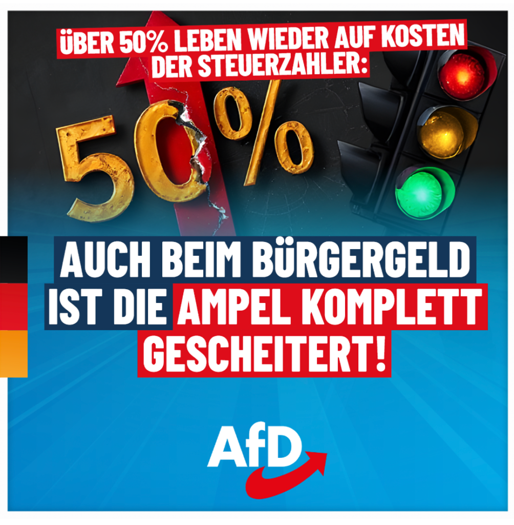 Über 50 % leben wieder auf Kosten der Steuerzahler: Auch beim Bürgergeld ist die Ampel komplett gescheitert!