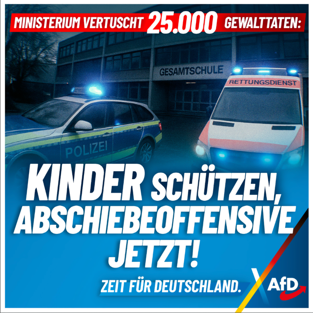AfD Innenministerium vertuscht 25.000 Gewalttaten: Kinder schützen, Abschiebeoffensive jetzt!