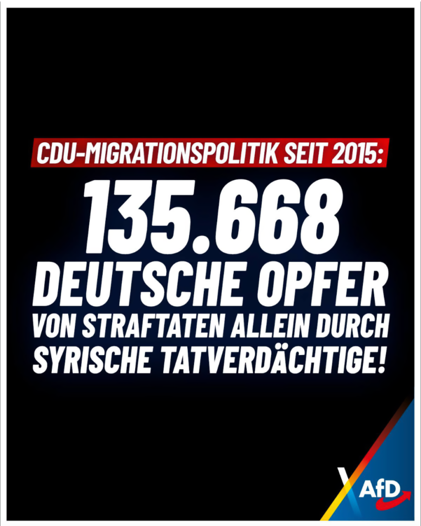 CDU-Migrationspolitik seit 2015: 135.668 deutsche Opfer allein durch syrische Tatverdächtige!
