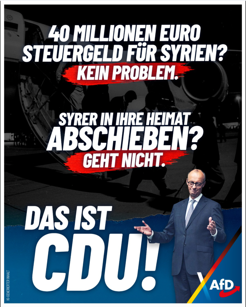 AfD CDU gibt 40 Millionen deutsche Steuergelder an Syrien