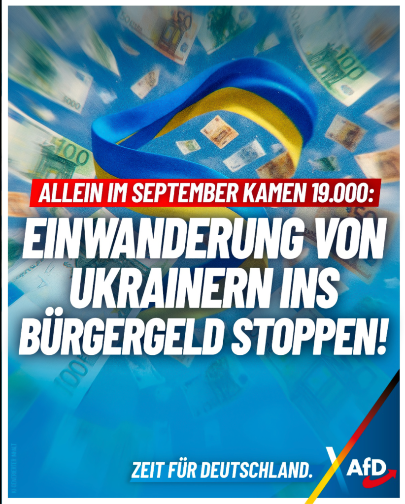 AfD Einwanderung von Ukrainern ins Bürgergeld stoppen.